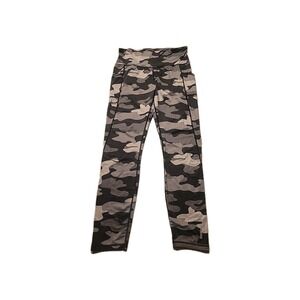 REEBOK ‎ M grey Training Luxe Camo Print Crop Leggings Workout Running Jogging